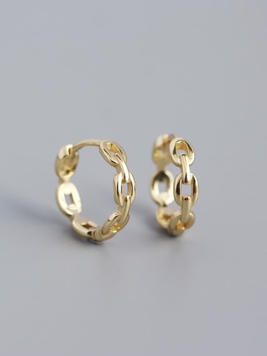 Golden 925 Sterling Silver  Hollow Geometric Minimalist Huggie Earring
