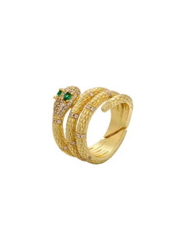 Brass Cubic Zirconia Snake Dainty Stackable Ring