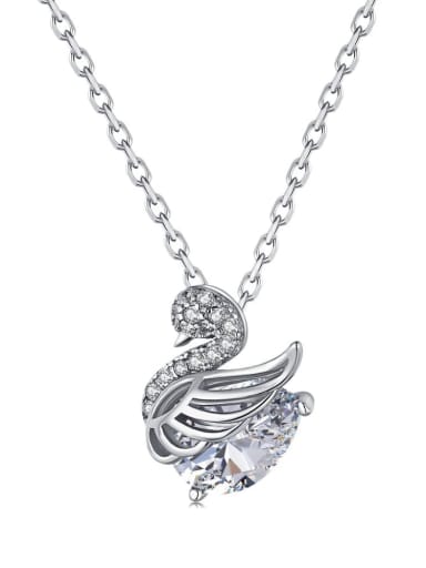 Platinum DY190272 925 Sterling Silver High Carbon Diamond  Luxury Swan Pendant  Necklace
