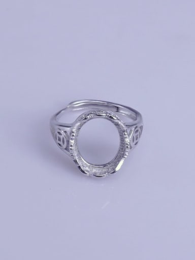 925 Sterling Silver 18K White Gold Plated Geometric Ring Setting Stone size: 11*13mm