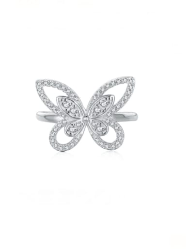 White gold DY120562 925 Sterling Silver Cubic Zirconia Butterfly Luxury Band Ring