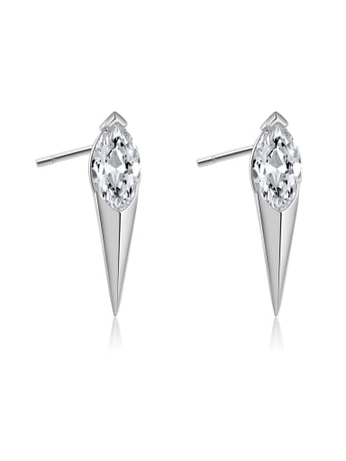 Platinum [White Stone] 925 Sterling Silver Cubic Zirconia Geometric Trend Stud Earring