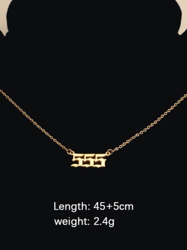 Golden Number 555 Titanium Steel Number Minimalist Necklace