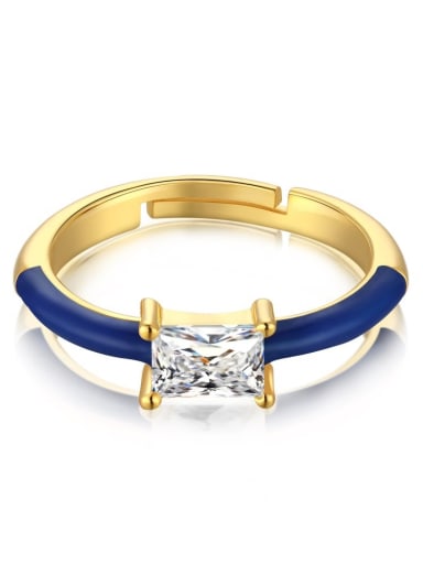 Blue DY120250 925 Sterling Silver Enamel Cubic Zirconia Geometric Minimalist Band Ring