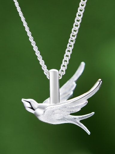 925 Sterling Silver Spring goes to autumn and swallows come Artisan Pendant