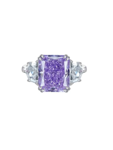 Blue Purple 925 Sterling Silver High Carbon Diamond Geometric Luxury Cocktail Ring