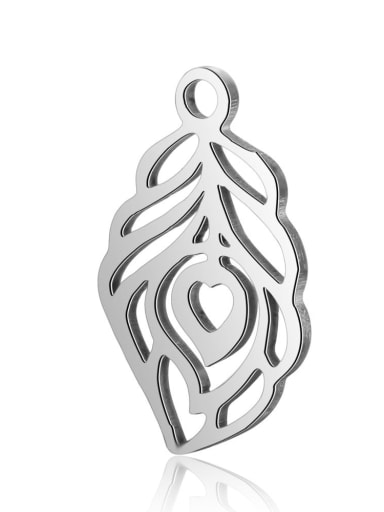 Stainless steel Feather Charm Height : 10.4*mm , Width: 17.7 mm
