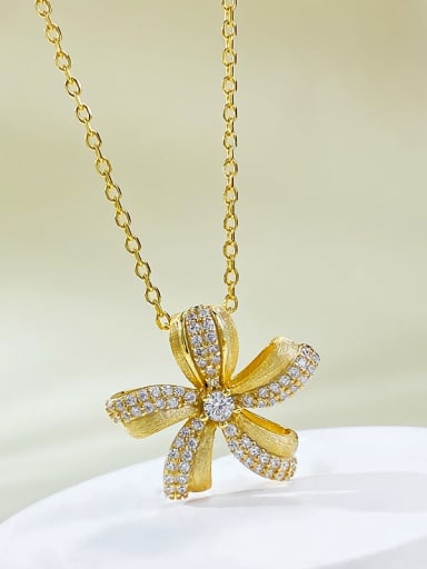 custom 925 Sterling Silver Cubic Zirconia Flower Trend Necklace