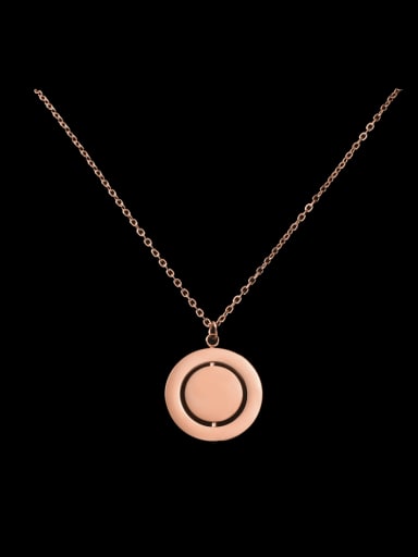 Rose gold Stainless Steel Inner Layer Rotatable Double-Layer Geometric Disc Pendant Necklace