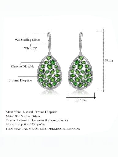 Diopside 925 Sterling Silver Natural Stone Geometric Artisan Drop Earring
