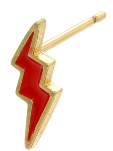 red Brass Enamel Geometric Minimalist Stud Earring