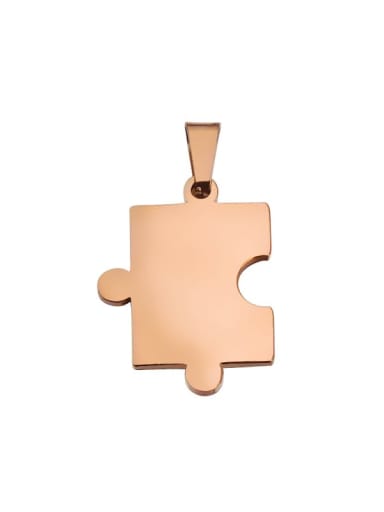Rose Gold 1 Stainless Steel Glossy Couple Cube Puzzle Pendant