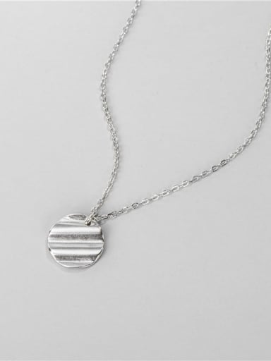 925 Sterling Silver  Minimalist Round Concave Convex  Necklace