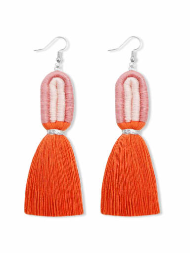 Orange e68831 Alloy Cotton Rope  Tassel Artisan  Hand-Woven Drop Earring