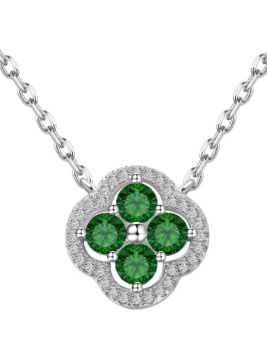 925 Sterling Silver Cubic Zirconia Clover Dainty Necklace