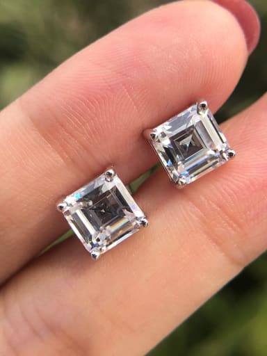 925 Sterling Silver High Carbon Diamond Clear Geometric Earring