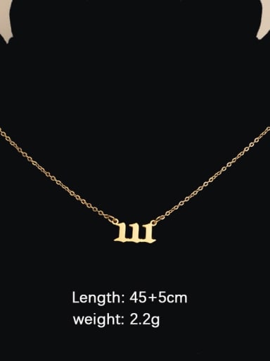 Golden Number 111 Titanium Steel Number Minimalist Necklace