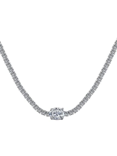 DY190575 S W WH 925 Sterling Silver Cubic Zirconia Geometric Dainty Necklace