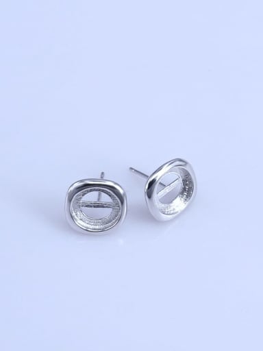 custom 925 Sterling Silver 18K White Gold Plated Round Earring Setting Stone size: 8*8mm