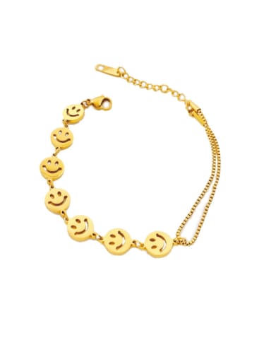 Titanium Steel Smiley Minimalist Asymmetrical Chain  Strand Bracelet