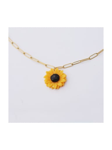 Stainless steel Resin Flower Cute Necklace
