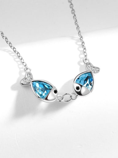 925 Sterling Silver Cubic Zirconia Fish Minimalist Necklace