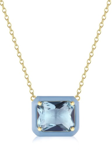 Gold blue DY190131 925 Sterling Silver Cubic Zirconia Geometric Minimalist Necklace