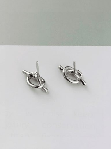 YE0026 Silver Earrings 925 Sterling Silver Bowknot Minimalist Stud Earring