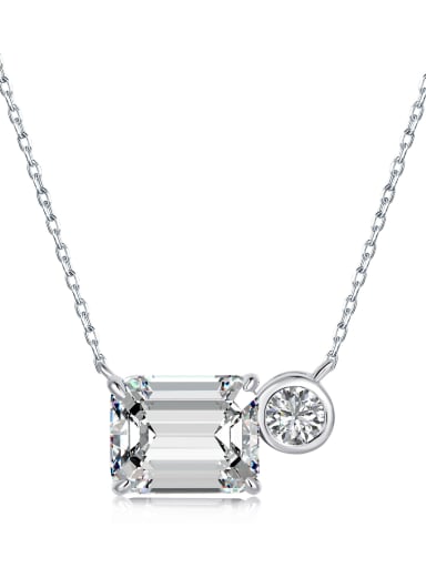 DY190399 S W WH 925 Sterling Silver Cubic Zirconia Geometric Minimalist Necklace