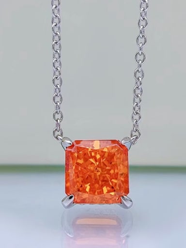 red 925 Sterling Silver High Carbon Diamond Square Dainty Necklace