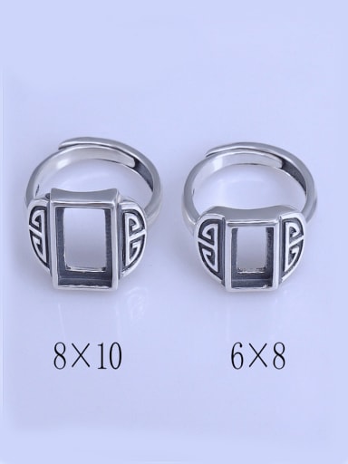 925 Sterling Silver Geometric Ring Setting Stone size: 6*8 8*10mm