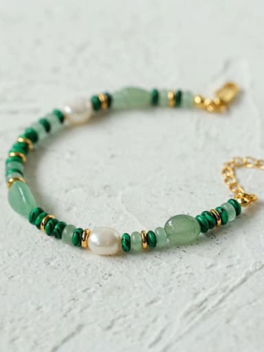 Green bracelet 17+ 3cm Titanium Steel Natural Stone Multi Color Geometric Bohemia Beaded Necklace