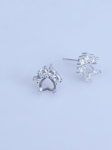 custom 925 Sterling Silver 18K White Gold Plated Cat Earring Setting Stone size: 6*6mm