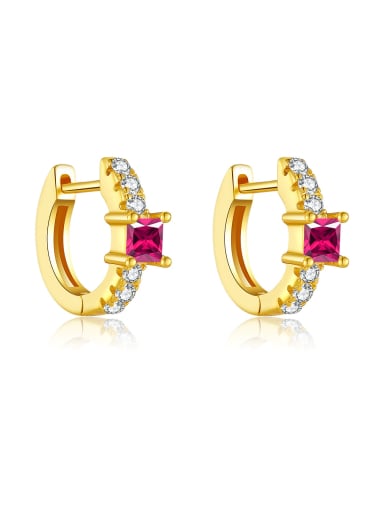 18k gold [red] 925 Sterling Silver Cubic Zirconia Geometric Dainty Stud Earring