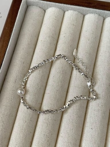 925 Sterling Silver Freshwater Pearl Dainty Beaded Bracelet