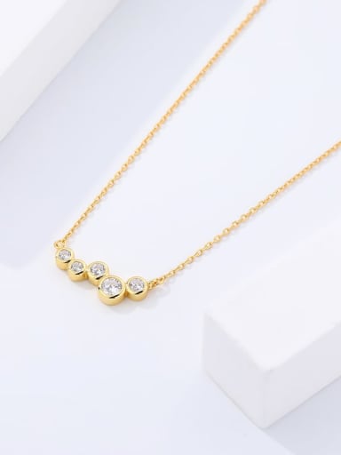 A2882 Gold 925 Sterling Silver Cubic Zirconia Geometric Minimalist Necklace