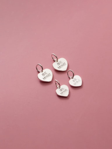 custom 925 Plain Silver English Love Peach Heart Bracelet Pendant