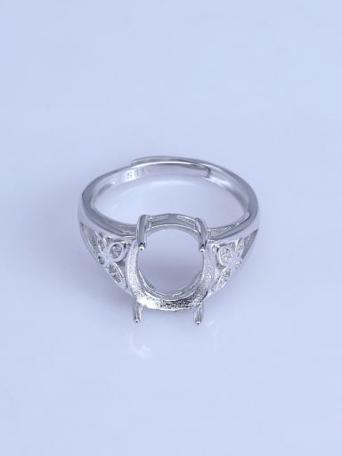 925 Sterling Silver 18K White Gold Plated Geometric Ring Setting Stone size: 10*12mm