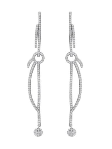 925 Sterling Silver AAAAA Cubic Zirconia Tassel Luxury Cluster Earring