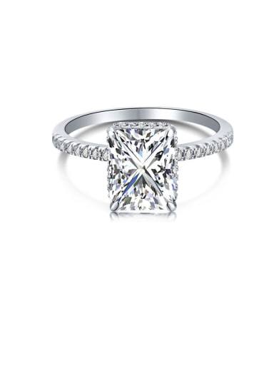 Platinum white diamond DY120099 925 Sterling Silver Cubic Zirconia Geometric Luxury Band Ring