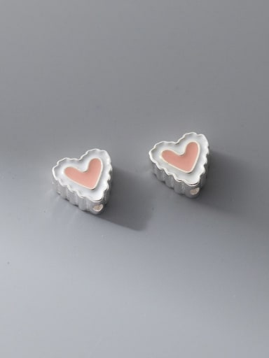 Pink 925 Sterling Silver Enamel Minimalist Heart DIY Pendant
