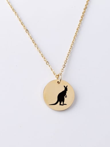 Stainless Steel Circle Cute Animal Pendant Necklace