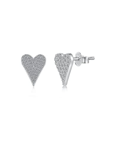 Platinum+white DY1D0322 925 Sterling Silver Cubic Zirconia Heart Dainty Cluster Earring