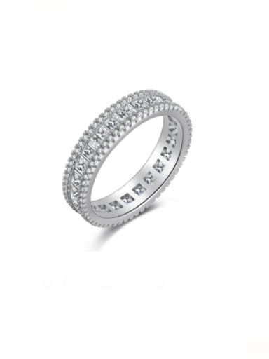 DY120652 white 925 Sterling Silver Cubic Zirconia Geometric Minimalist Band Ring