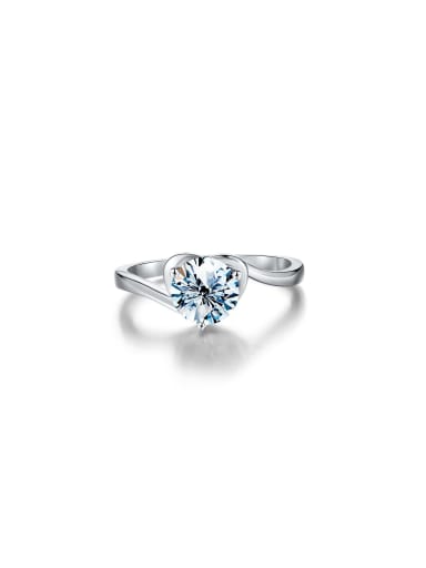 925 Sterling Silver Moissanite Heart Dainty Engagement Ring