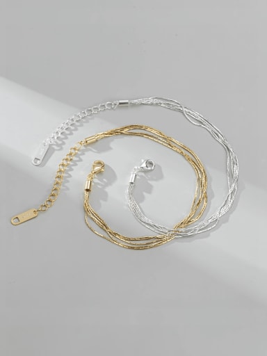 925 Sterling Silver Minimalist  Multilayer Chain Bracelet