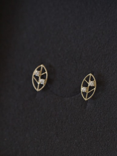 925 Sterling Silver Cubic Zirconia Leaf Dainty Stud Earring