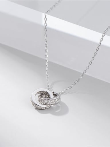 925 Sterling Silver Cubic Zirconia White Round Minimalist Necklace