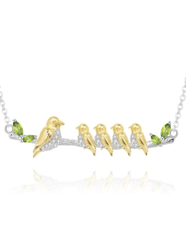 Diopside Necklace 4 925 Sterling Silver Natural Stone Bird Artisan Necklace