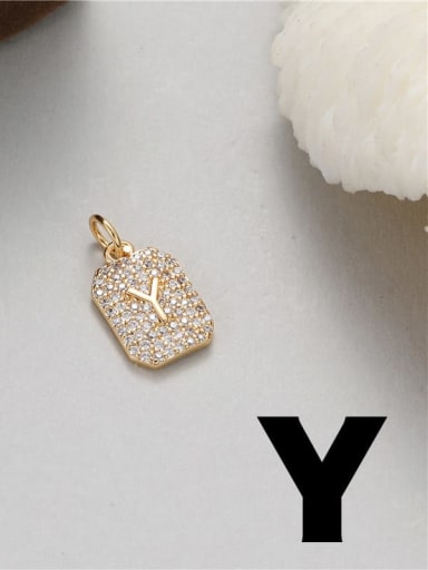 Brass Cubic Zirconia Minimalist English Letter Pendant